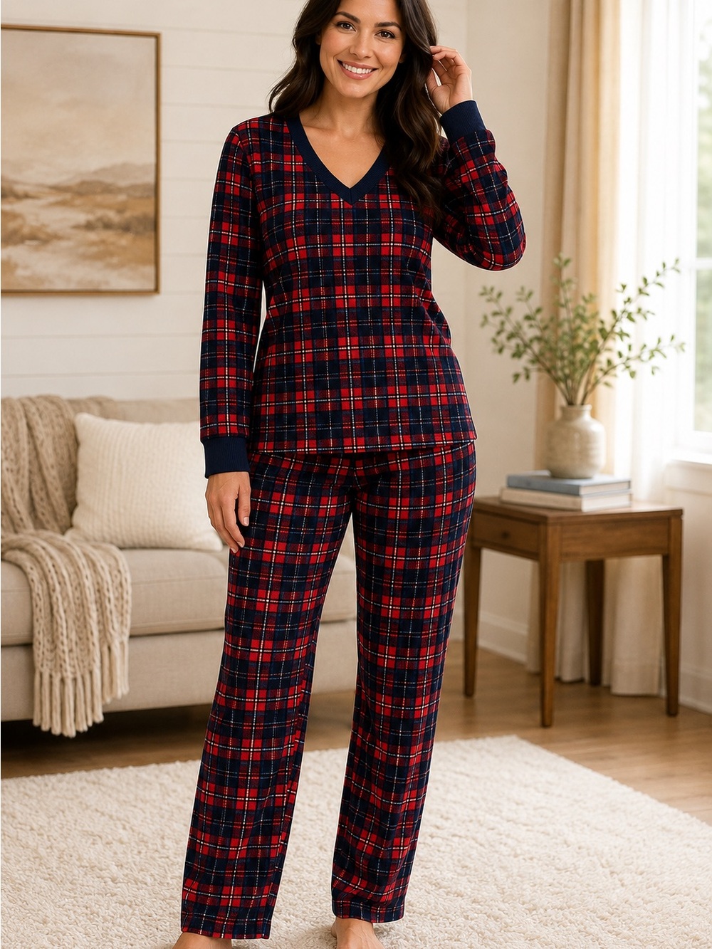 NWT Nautica Red and Navy Plaid 2PC Women's Sleepwear Set - Picture 4 of 4